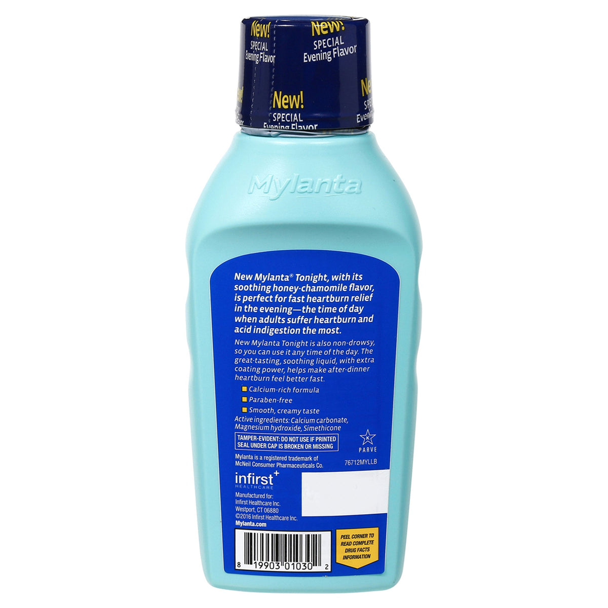 Mylanta Tonight Liquid Soothing Honey Chamomile Flavor, 12-ounce bottle-Antacid Mylanta Tonight 800 mg / 270 mg / 80 mg Strength Liquid 12 oz.