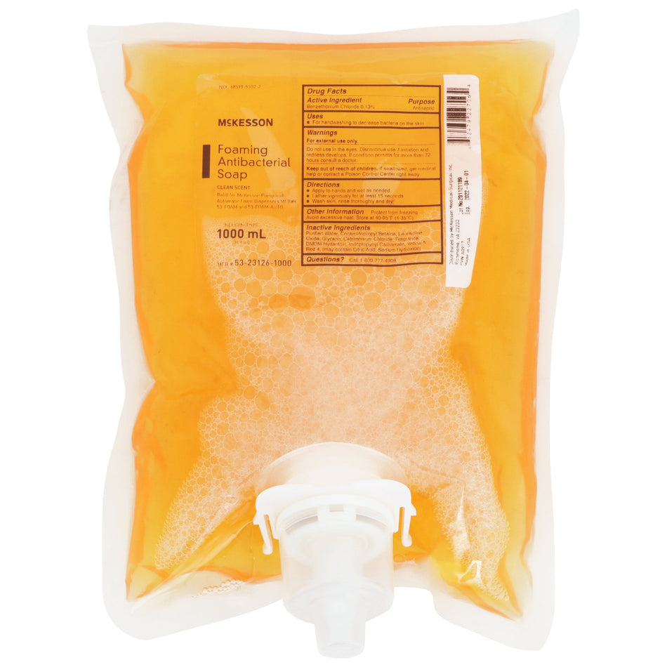 McKesson Clean Scent Foaming Antibacterial Soap, 1000 mL Refill Bag-"Antibacterial Soap McKesson Foaming 1,000 mL Dispenser Refill Bag Clean Scent"