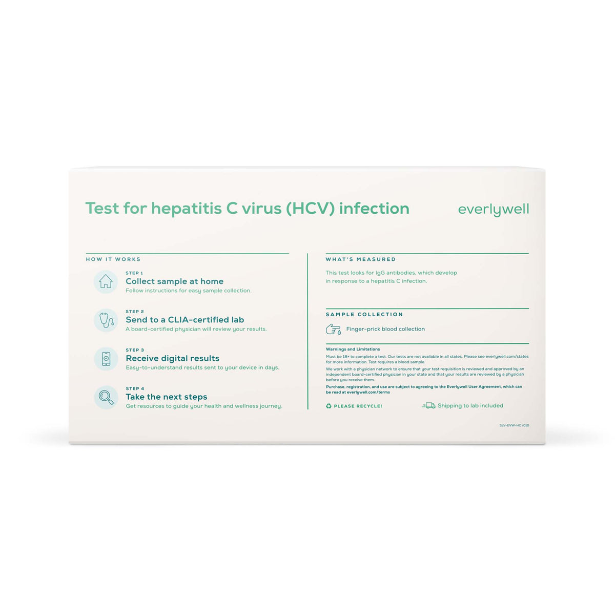 Everlywell Hepatitis C Test-Blood Collection and Transport Kit Everlywell Biohazard Bag Sterile