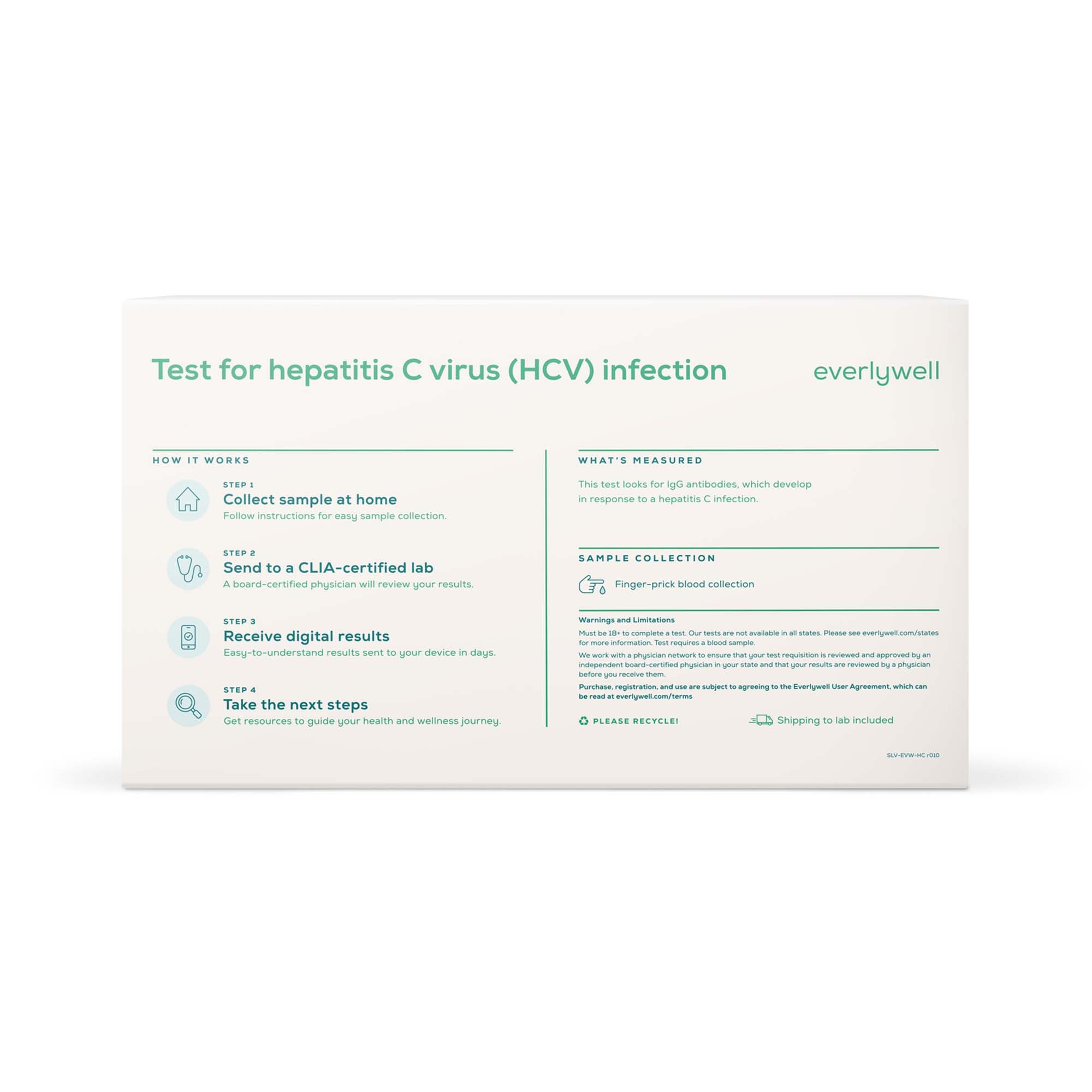 Everlywell Hepatitis C Test-Blood Collection and Transport Kit Everlywell Biohazard Bag Sterile