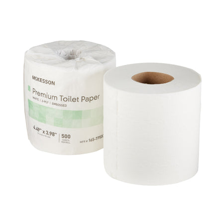 McKesson Premium Toilet Tissue-Toilet Tissue McKesson Premium White 2-Ply Standard Size Cored Roll 500 Sheets 4 X 4-1/2 Inch