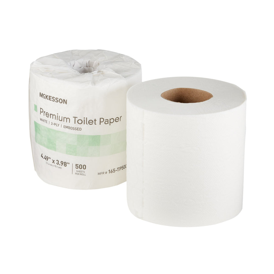 McKesson Premium Toilet Tissue-Toilet Tissue McKesson Premium White 2-Ply Standard Size Cored Roll 500 Sheets 4 X 4-1/2 Inch