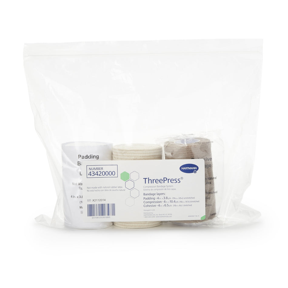 3 Layer Compression Bandage System ThreePress® Multiple Sizes Self-Adherent Closure Tan / White NonSterile 35 to 40 mmHg
