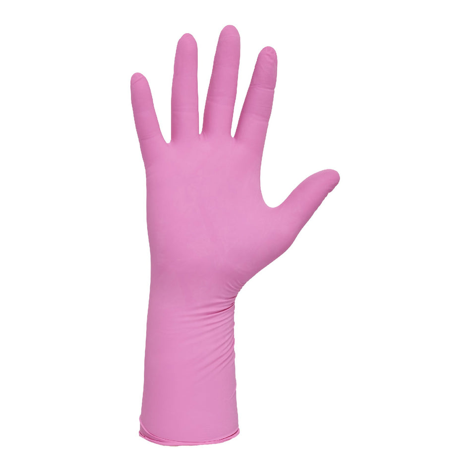 Exam Glove PINK UNDERGUARD Small NonSterile Nitrile Extended Cuff Length Textured Fingertips Pink Chemo Tested