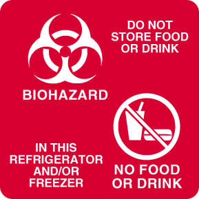 Magnetic Sign Caution Do Not Store Food Or Drink Biohazard In The Refrigerator and Or Freezer No Food No Drink