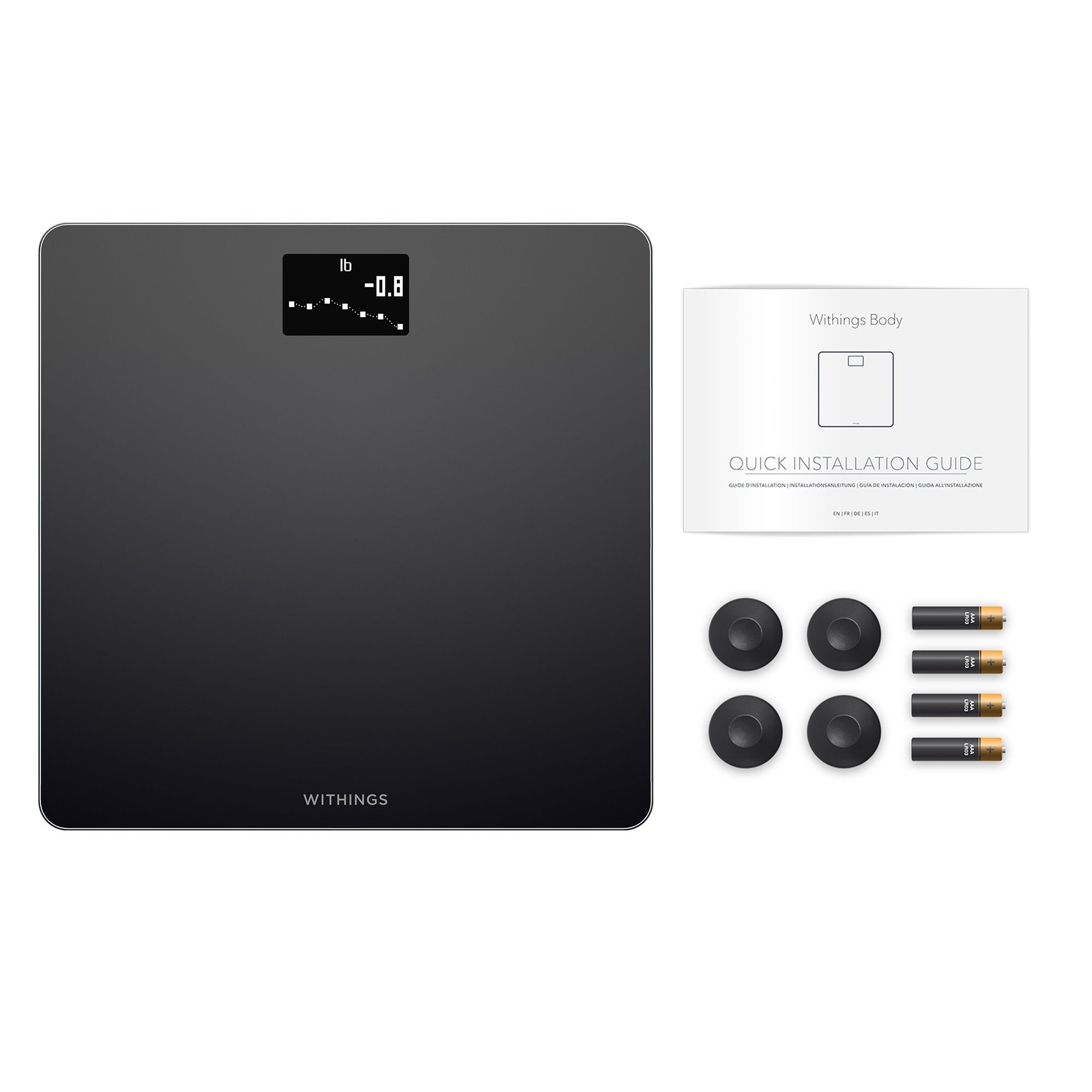 Floor Scale Withings Digital Display 5 -> 180kg (9 -> 396lb) Black Battery Operated