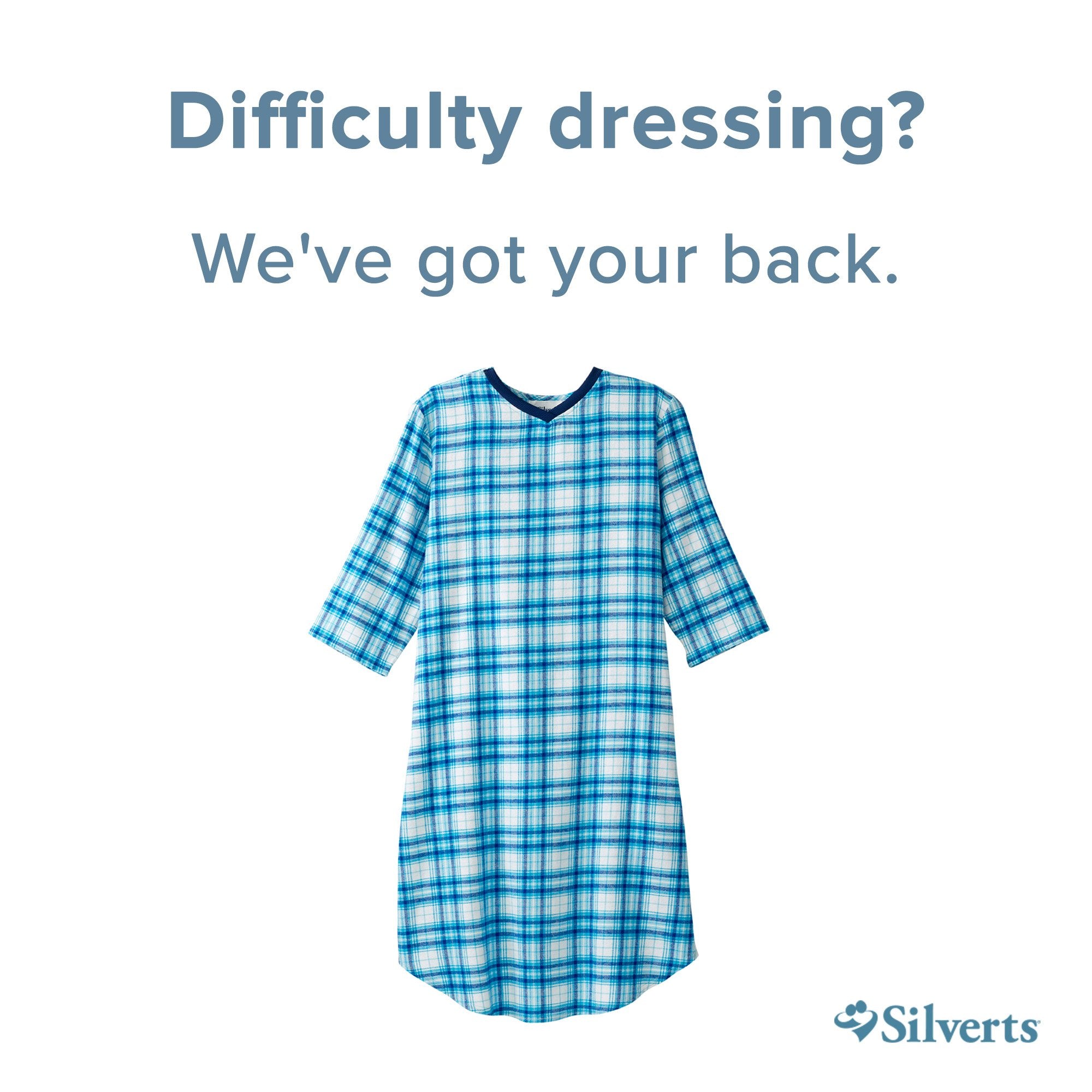 Silverts® Shoulder Snap Patient Exam Gown, Medium, Turquoise Plaid