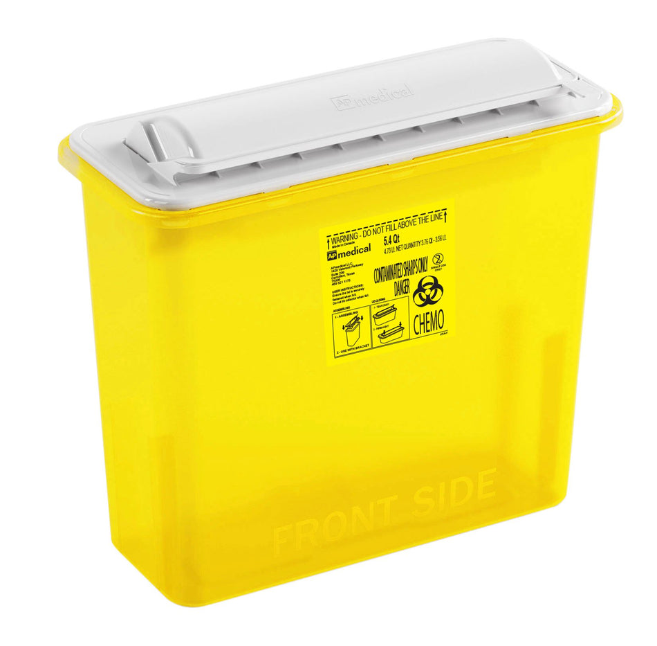 Chemotherapy Waste Container AP Line Yellow Base 12 L X 4-1/2 W X 10-4/5 H Inch Horizontal Entry 1.35 Gallon