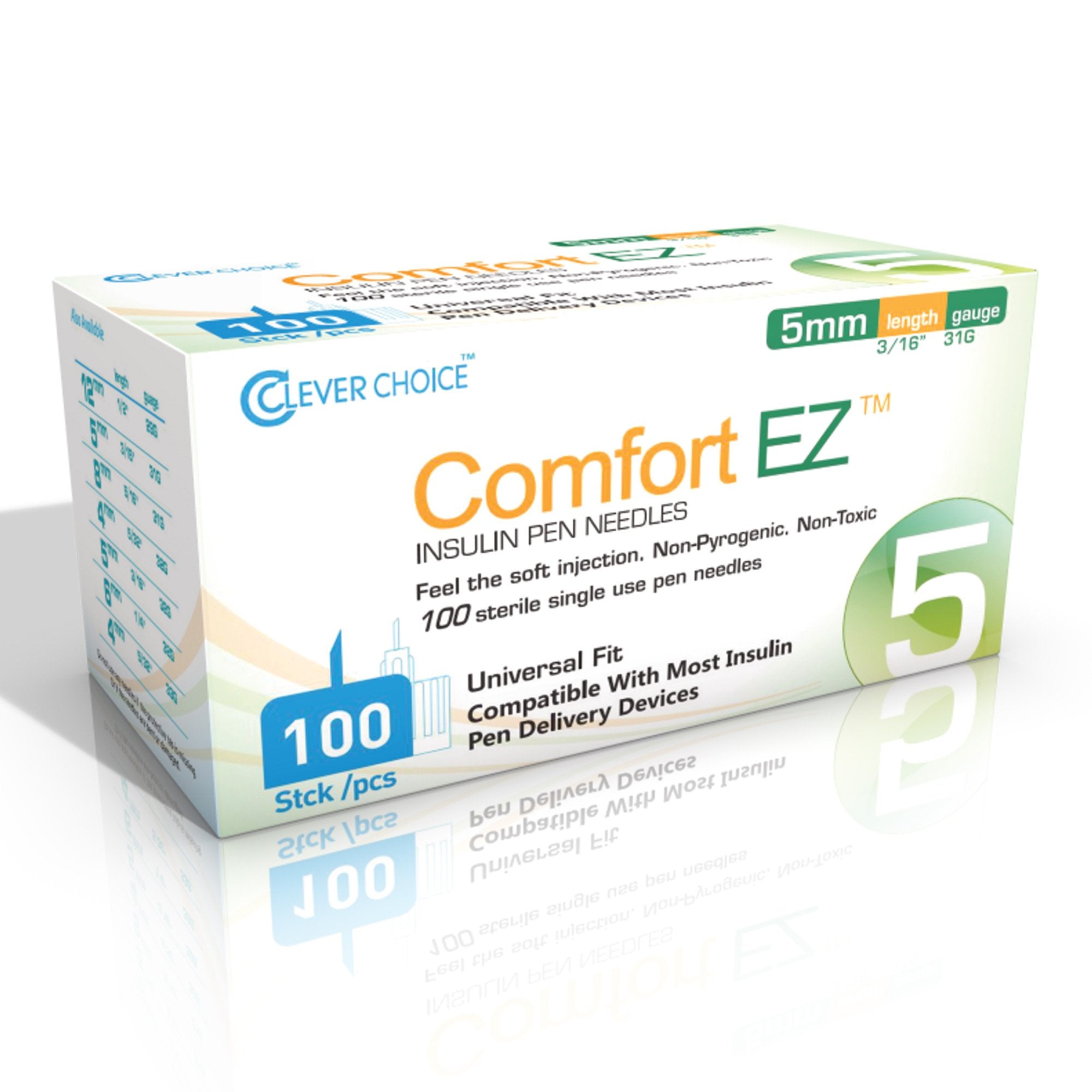 Standard Insulin Pen Needle Comfort EZ™ 31 Gauge 5 mm Length NonSafety