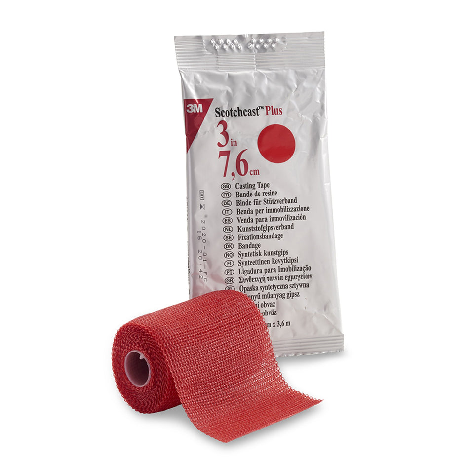 3M Scotchcast Plus Cast Tape, Red, 3 Inch x 4 Yard-Cast Tape 3M Scotchcast Plus 3 Inch X 12 Foot Fiberglass / Resin Red