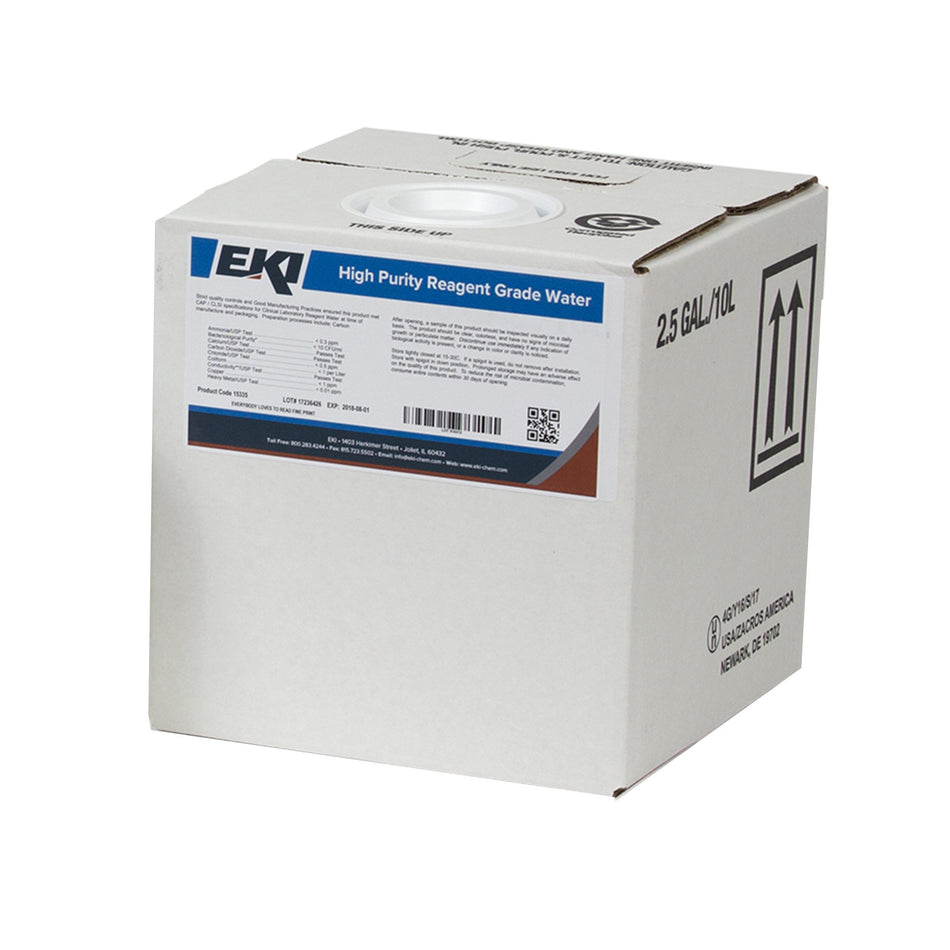 EKI Deionized Water Chemistry Reagent, 10 Liter-Chemistry Reagent EKI Deionized Water Reagent Grade / ASTM Type I 100% 10 Liter