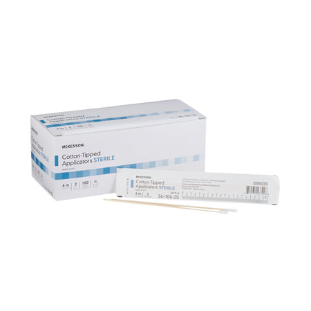 McKesson Cotton Tip Wood Shaft Swabsticks, 6-Inch Length-Swabstick McKesson Cotton Tip Wood Shaft 6 Inch Sterile 2 per Pack