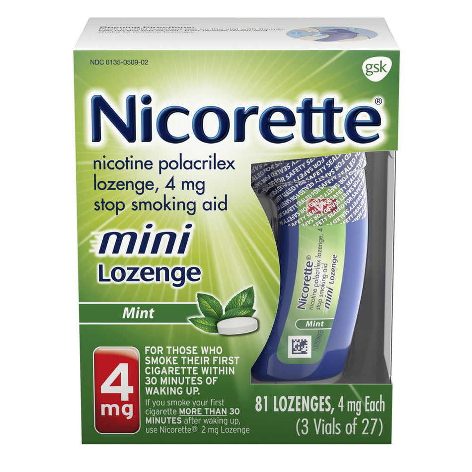 Nicorette Stop Smoking Aid Mini Lozenges 4 mg Mint-Stop Smoking Aid Nicorette 4 mg Strength Lozenge