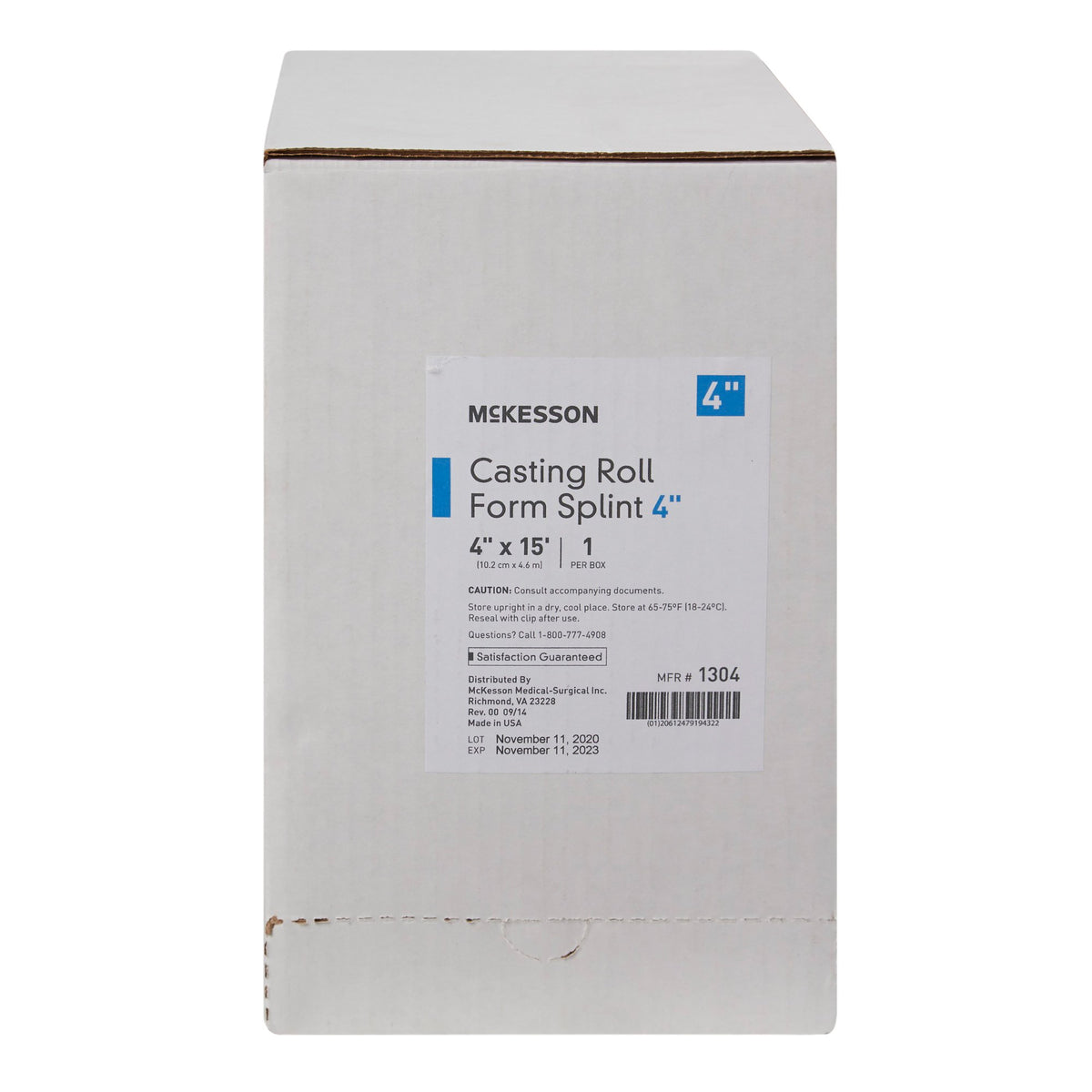 McKesson White Casting Roll Form Splints, 4 Inch x 5 Yard-Padded Splint Roll McKesson 4 Inch X 15 Foot Fiberglass White
