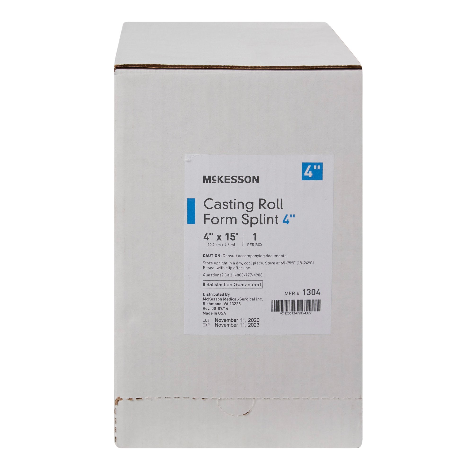 McKesson White Casting Roll Form Splints, 4 Inch x 5 Yard-Padded Splint Roll McKesson 4 Inch X 15 Foot Fiberglass White