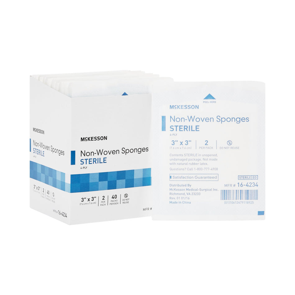 McKesson Sterile Nonwoven Sponge, 3 x 3 Inch, 4-Ply-Nonwoven Sponge McKesson 3 X 3 Inch 4-Ply Sterile 2 per Pack