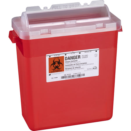 Bemis Sentinel Multi-purpose Sharps Container, 3 Gallon, 15 x 13-7/8 x 6-7/8 Inch-Sharps Container Bemis Sentinel Translucent Red Base 15 H X 13-7/8 L X 6-7/8 W Inch Horizontal Entry 3 Gallon