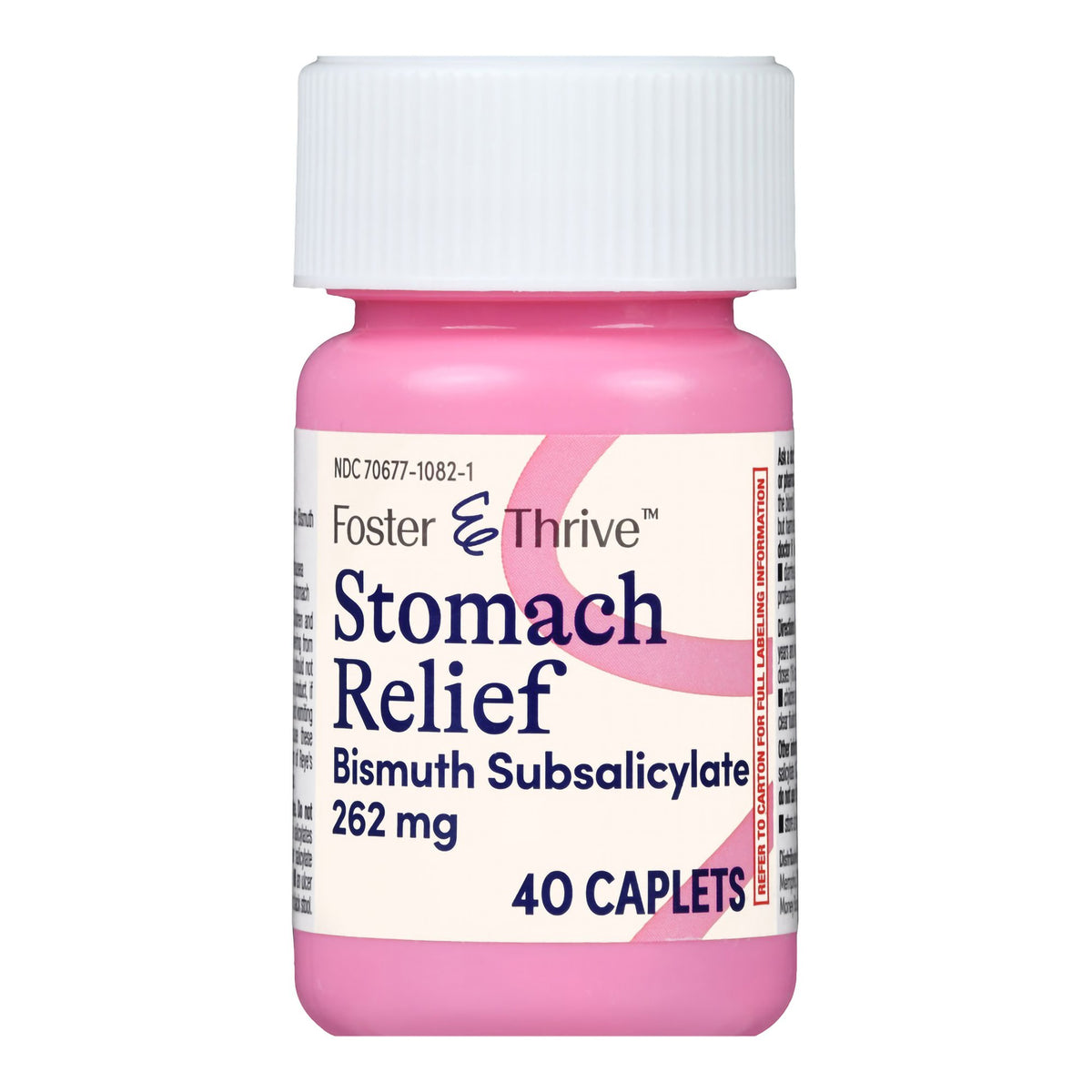 Foster & Thrive Stomach Relief Bismuth Subsalicylate 262 mg Caplets-Anti-Diarrheal Foster & Thrive 262 mg Strength Caplet 40 per Bottle