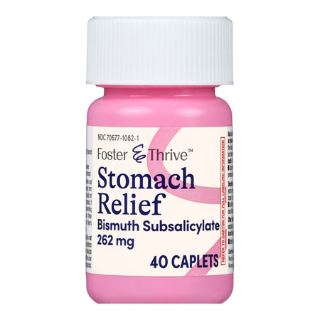 Foster & Thrive Stomach Relief Bismuth Subsalicylate 262 mg Caplets-Anti-Diarrheal Foster & Thrive 262 mg Strength Caplet 40 per Bottle
