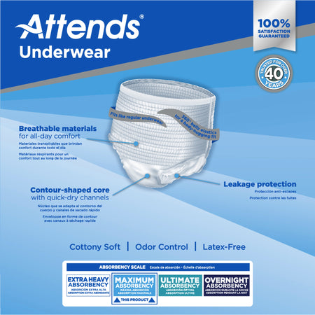 Attends® Maximum Absorbent Underwear, Large - Incontinence>Adult Briefs and Protective Undergarments - Attends Healthcare...