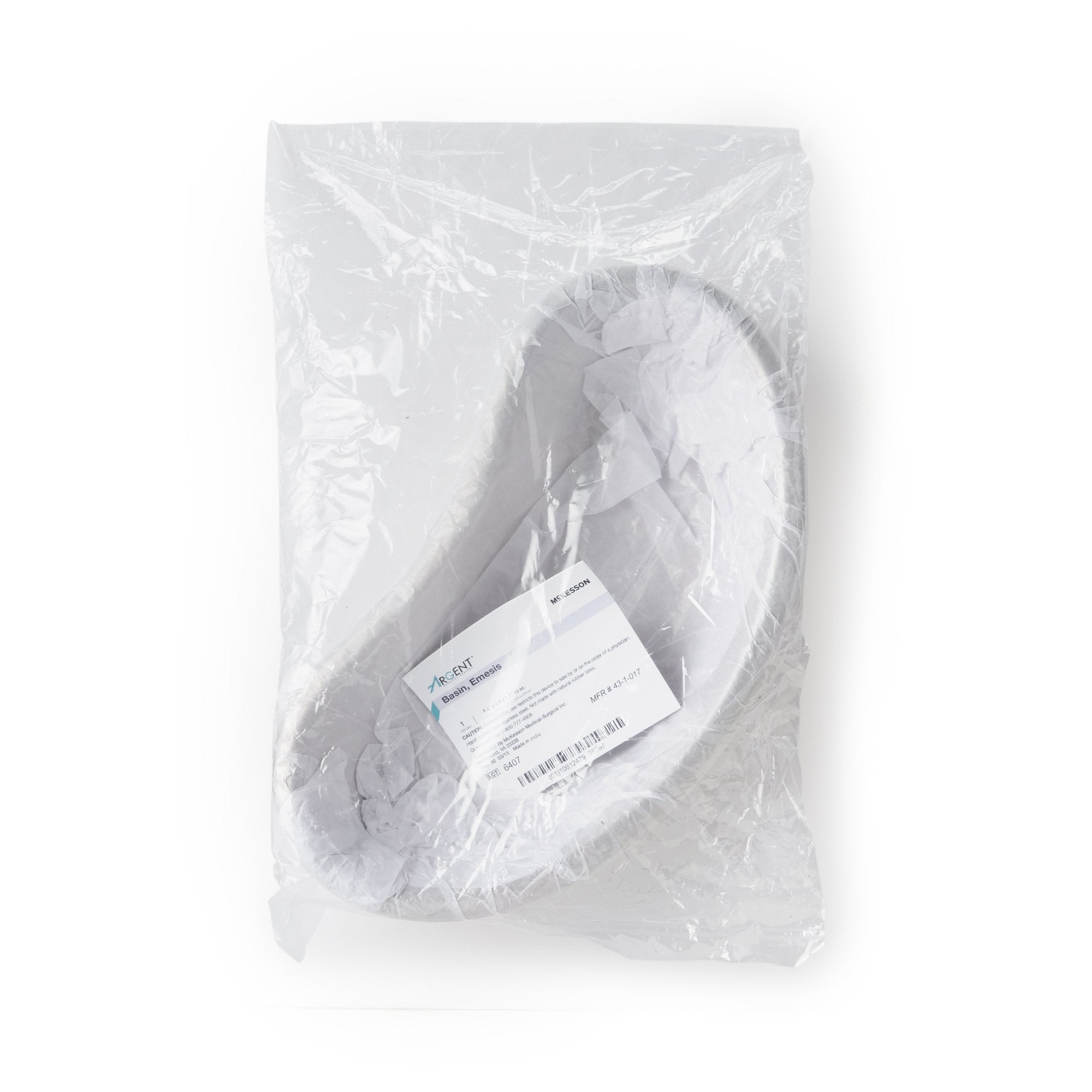 McKesson Stainless Steel Emesis Basin, 20-ounce capacity-Emesis Basin McKesson Silver 20 oz. Stainless Steel Reusable