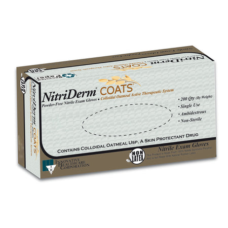 NitriDerm Coats Nitrile Exam Glove, Small, White-Exam Glove NitriDerm COATS Small NonSterile Nitrile Standard Cuff Length Fully Textured White Chemo Tested