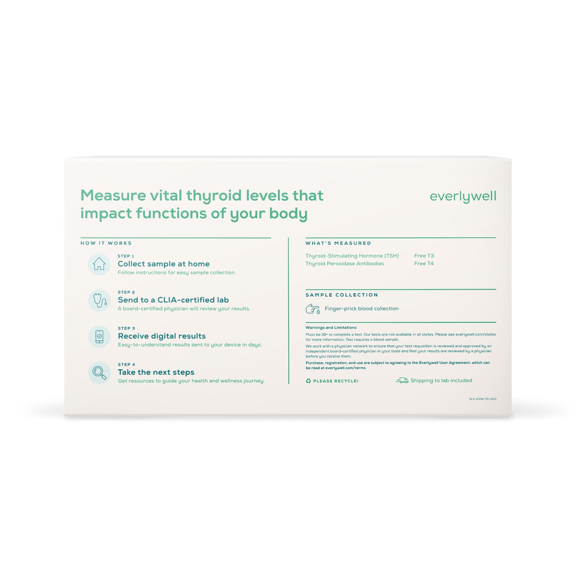 Everlywell Thyroid Test Kit-Blood Collection and Transport Kit Everlywell Collection Card Sterile