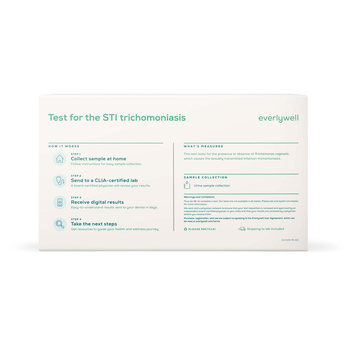 Everlywell Trichomoniasis Test-Urine Specimen Collection Kit Everlywell Plastic Collection Cup / Collection Tube