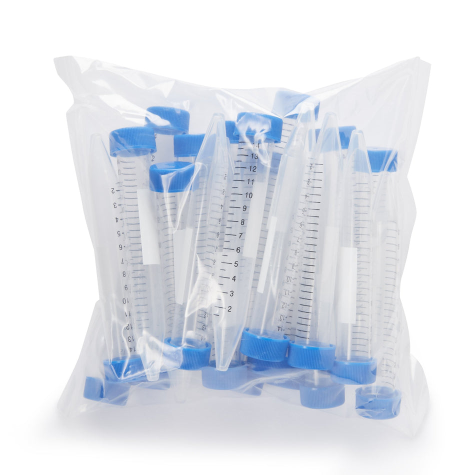 McKesson Centrifuge Tube, 15 mL, 17 x 120 mm, Blue Screw Cap-McKesson Centrifuge Tube Plain 15 mL Screw Cap Polypropylene Tube