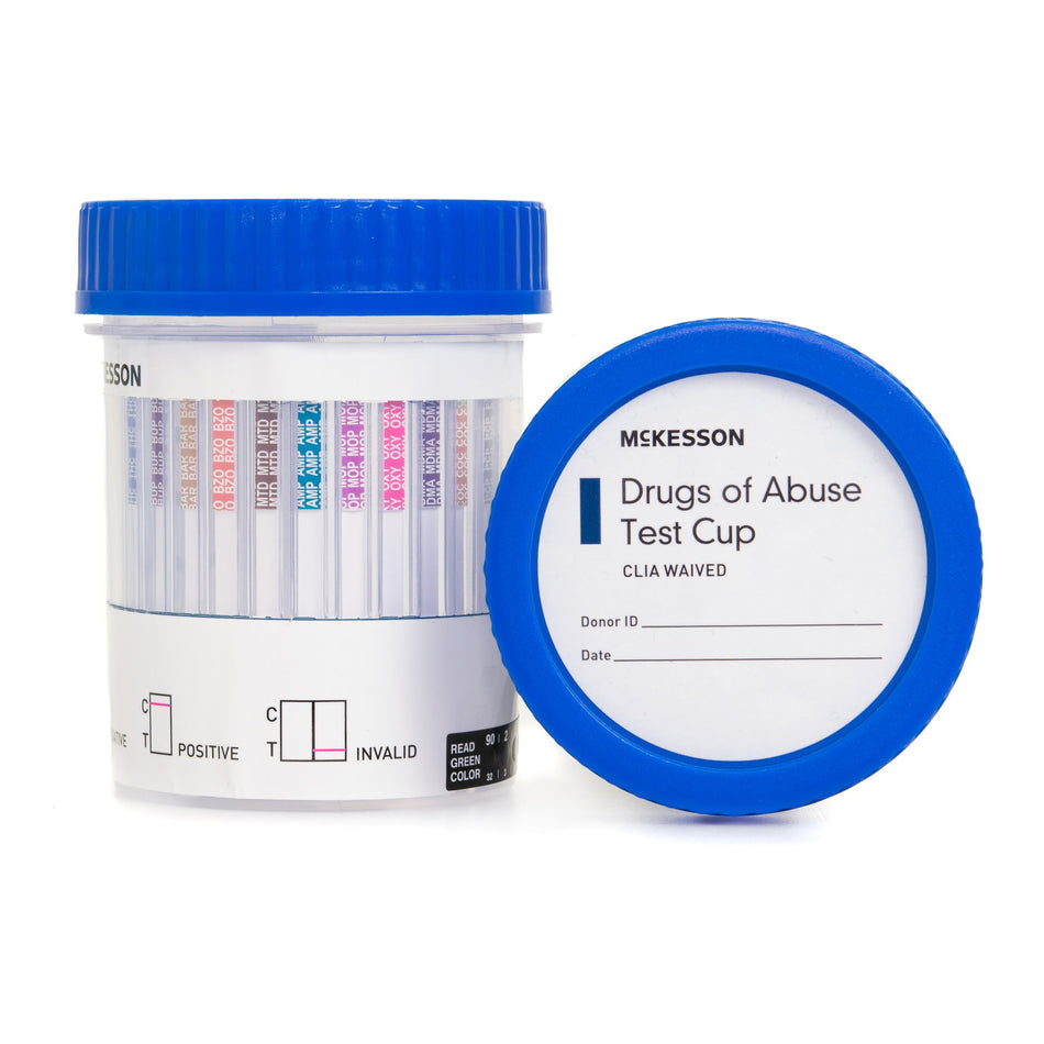 McKesson 12-Drug Panel with Adulterants Drugs of Abuse Test-"Drugs of Abuse Test Kit McKesson AMP, BAR, BUP, BZO, COC, mAMP/MET, MDMA, MOP300, MTD, OXY, PCP, THC (OX, pH, SG) 25 Tests CLIA Waived"