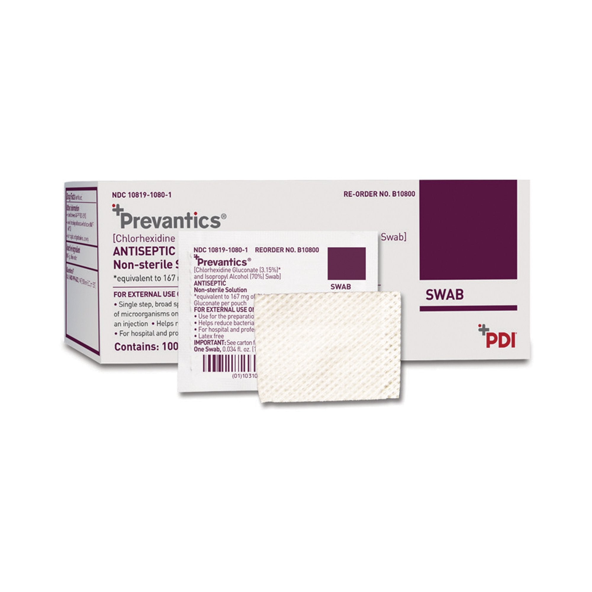 Prevantics� Swab-Antiseptic Prep Pad Prevantics� 3.15% / 70% Strength CHG (Chlorhexidine Gluconate) / Isopropyl Alcohol Individual Packet NonSterile