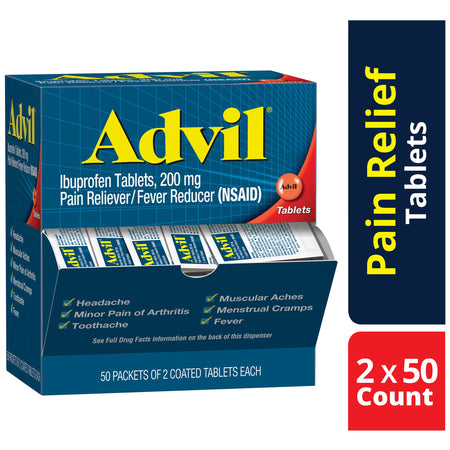 Advil Ibuprofen Pain Relief Tablet-Pain Relief Advil 200 mg Strength Ibuprofen Tablet 50 per Box