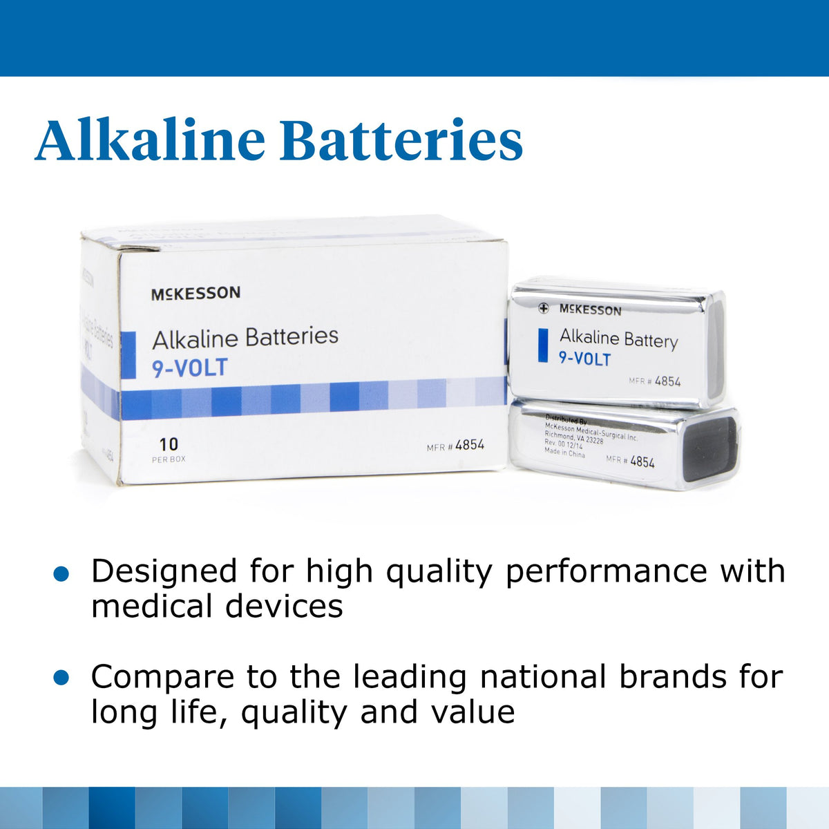 McKesson Alkaline Battery, 9V Cell-Alkaline Battery McKesson 9V Cell 9V Disposable 10 Pack