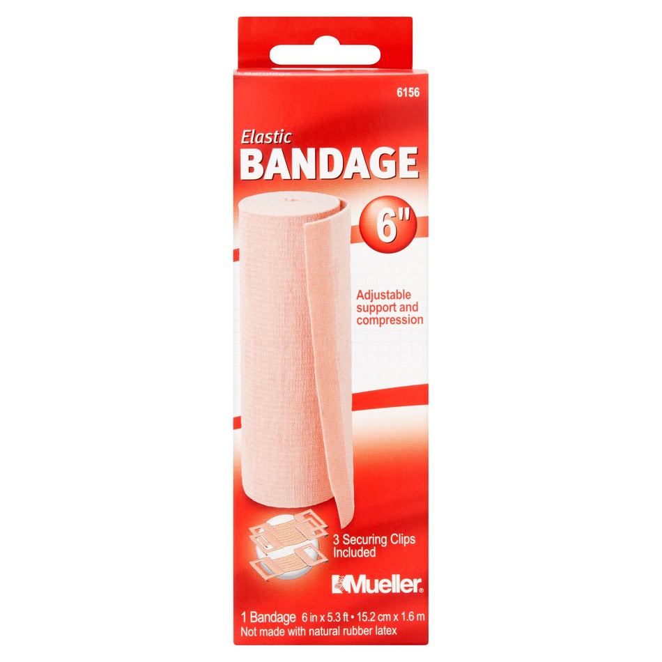 Mueller� Clip Detached Closure Elastic Bandage, 6 Inch x 5.3 Foot-Elastic Bandage Mueller� 6 Inch X 5.3 Foot Clip Detached Closure Beige NonSterile Standard Compression