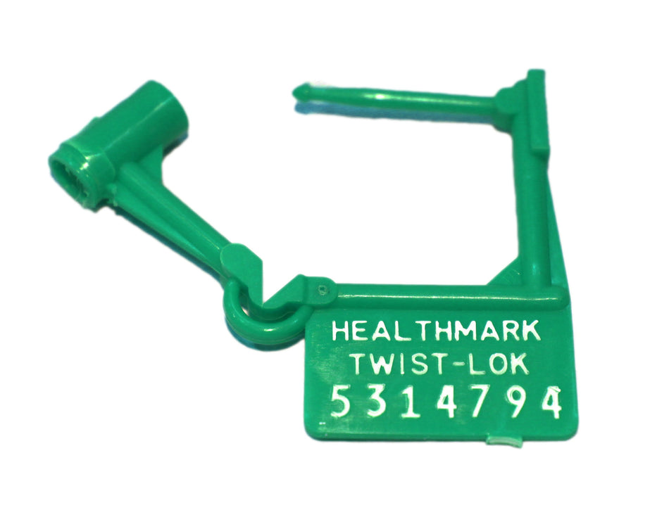 Tamper Evident Seal Twist-Loks Numbered Green Plastic 1 Inch