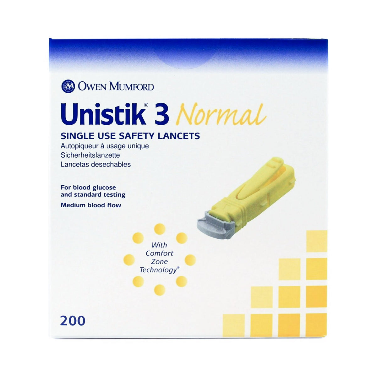 Unistik® 3 Normal Safety Lancet, 23 Gauge, 200 ct. - Diagnostic Instruments and Supplies>Diabetes Monitoring>Lancets and L...