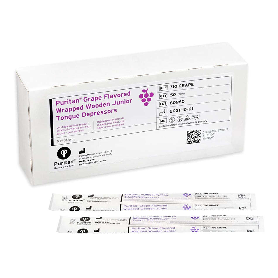 Puritan Grape Flavor Tongue Depressor-Tongue Depressor Puritan 5-1/2 Inch Length Wood Junior