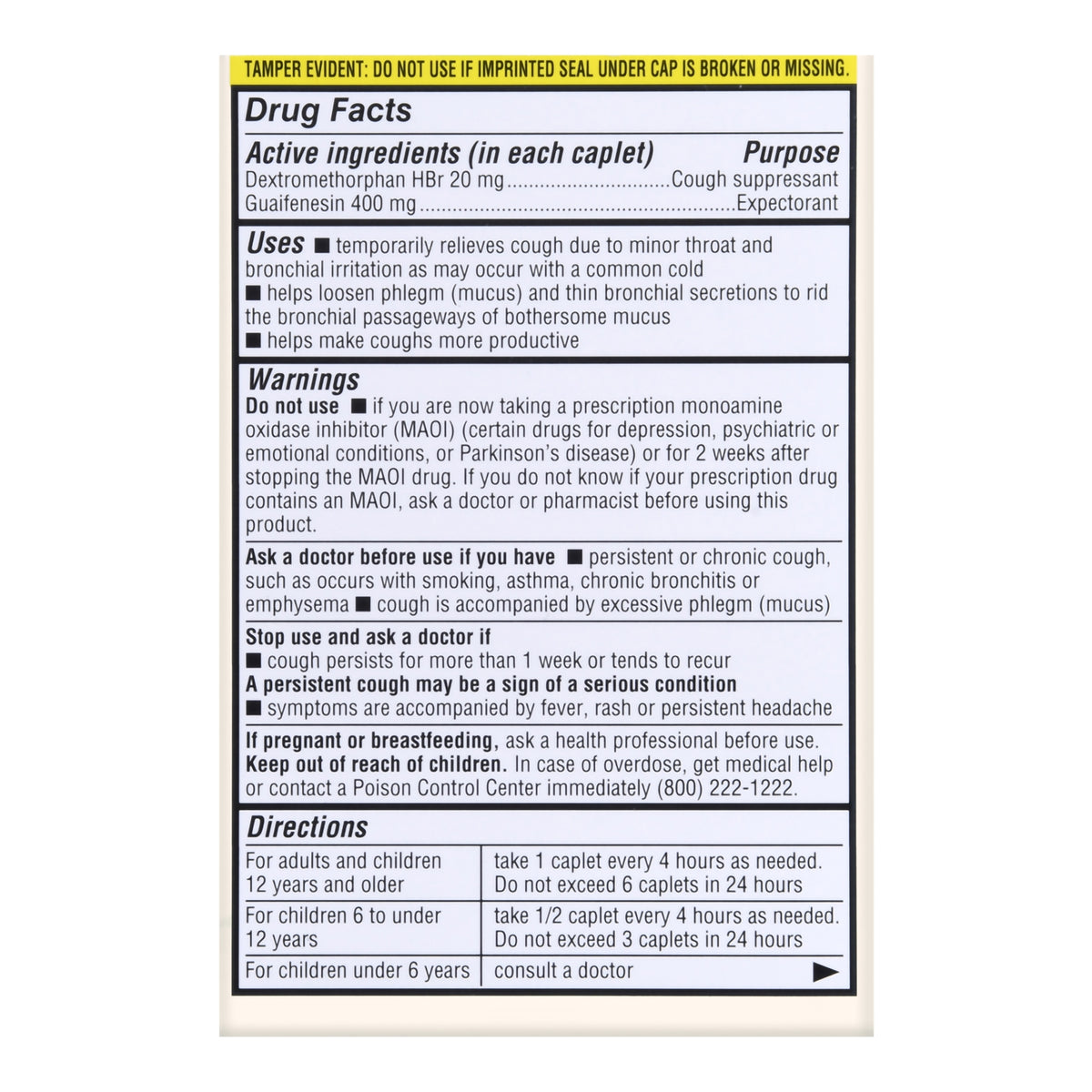 Thrive & Foster Chest Congestion Relief DM Guaifenesin 400 mg Dextromethorphan HBr 20 mg Caplets-Cold and Cough Relief Foster & Thrive 400 mg - 20 mg Strength Tablet 50 per Box