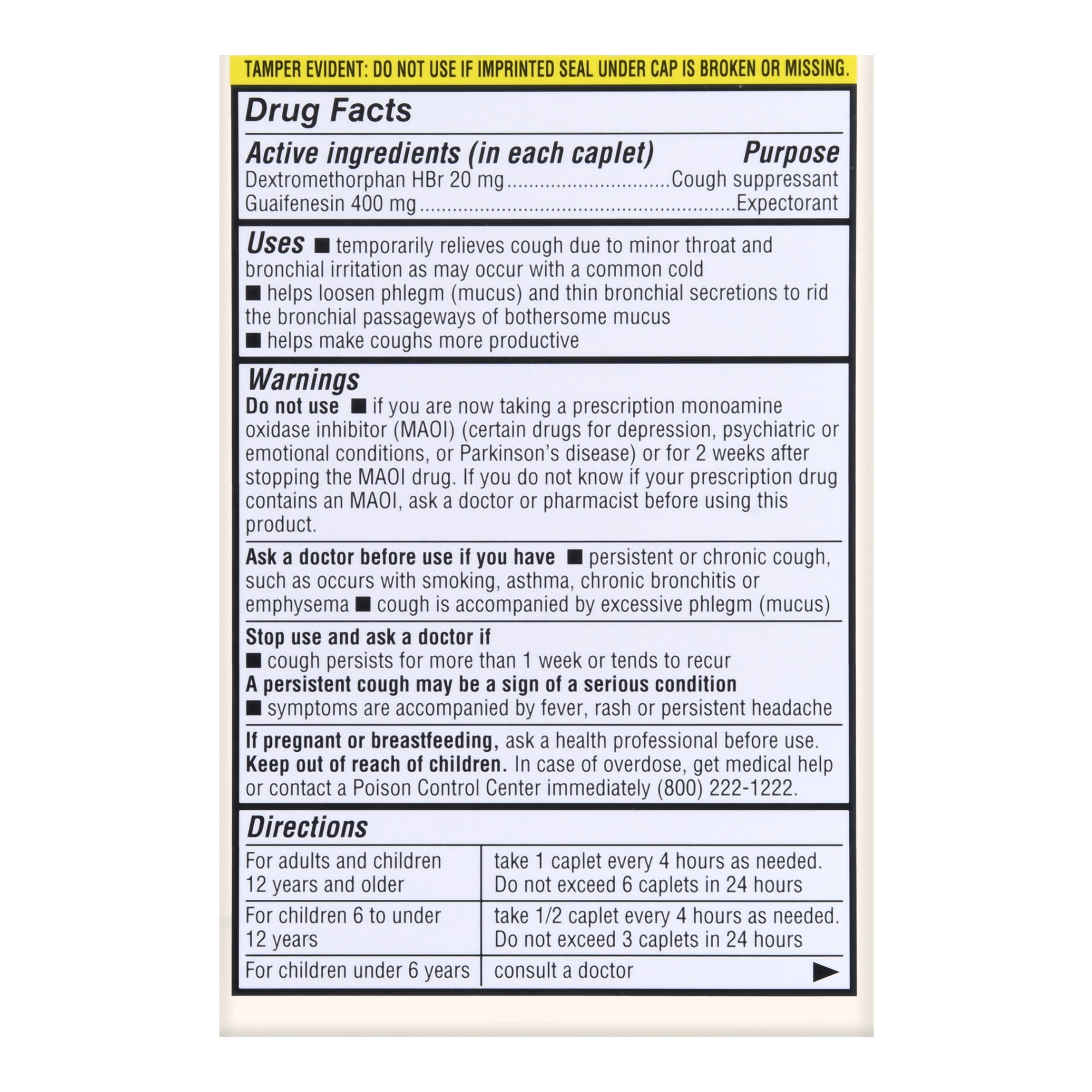 Thrive & Foster Chest Congestion Relief DM Guaifenesin 400 mg Dextromethorphan HBr 20 mg Caplets-Cold and Cough Relief Foster & Thrive 400 mg - 20 mg Strength Tablet 50 per Box