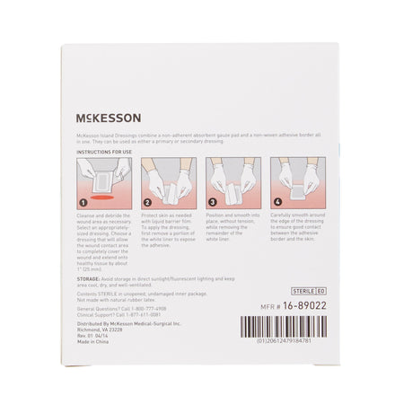 McKesson Adhesive Dressing, 2 x 2 Inch-Island Dressing McKesson 2 X 2 Inch Square Sterile