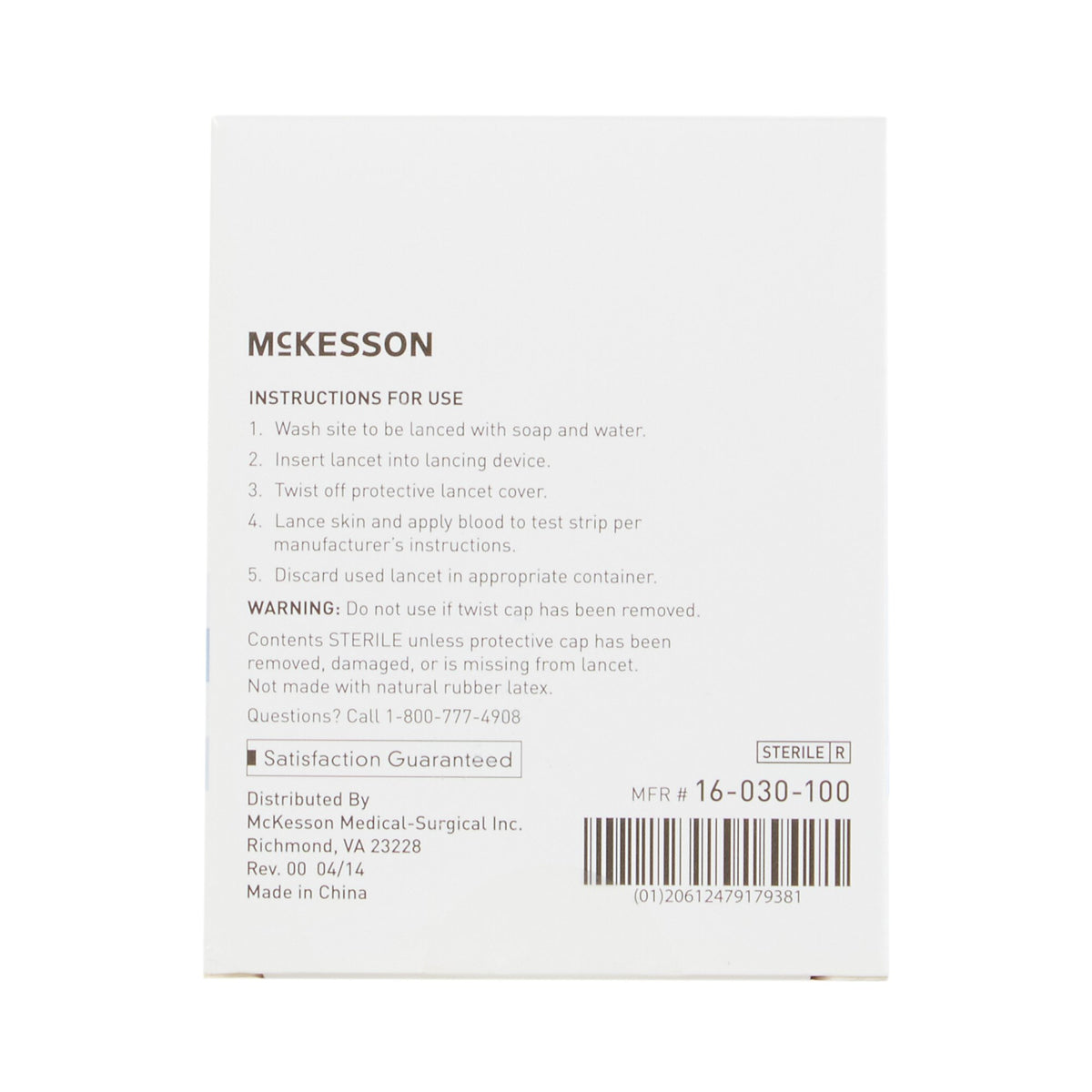 McKesson Lancet, 30 Gauge-Lancet for Lancing Device McKesson 30 Gauge Non-Safety Twist Off Cap Finger