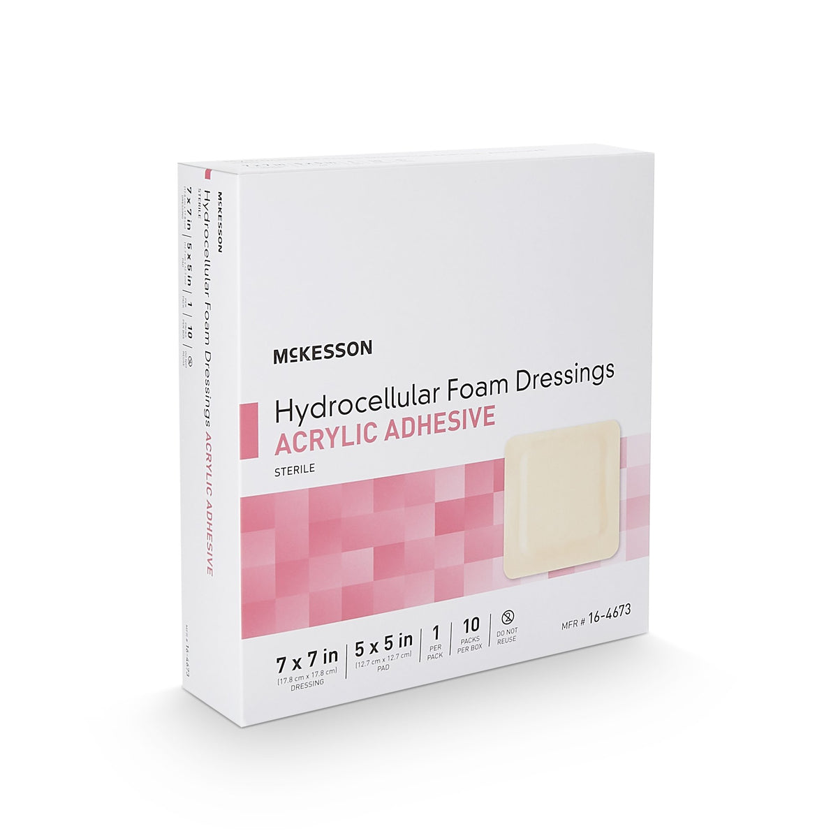 McKesson Acrylic Adhesive with Border Foam Dressing, 7 x 7 Inch-Foam Dressing McKesson 7 X 7 Inch With Border Film Backing Acrylic Adhesive Square Sterile