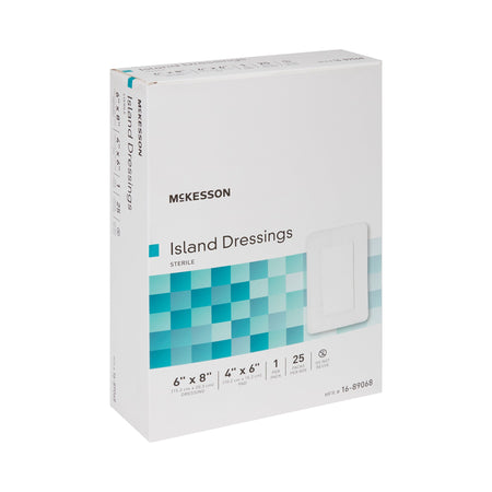 McKesson White Adhesive Dressing, 6 x 8 Inch-Island Dressing McKesson 6 X 8 Inch Rectangle Sterile