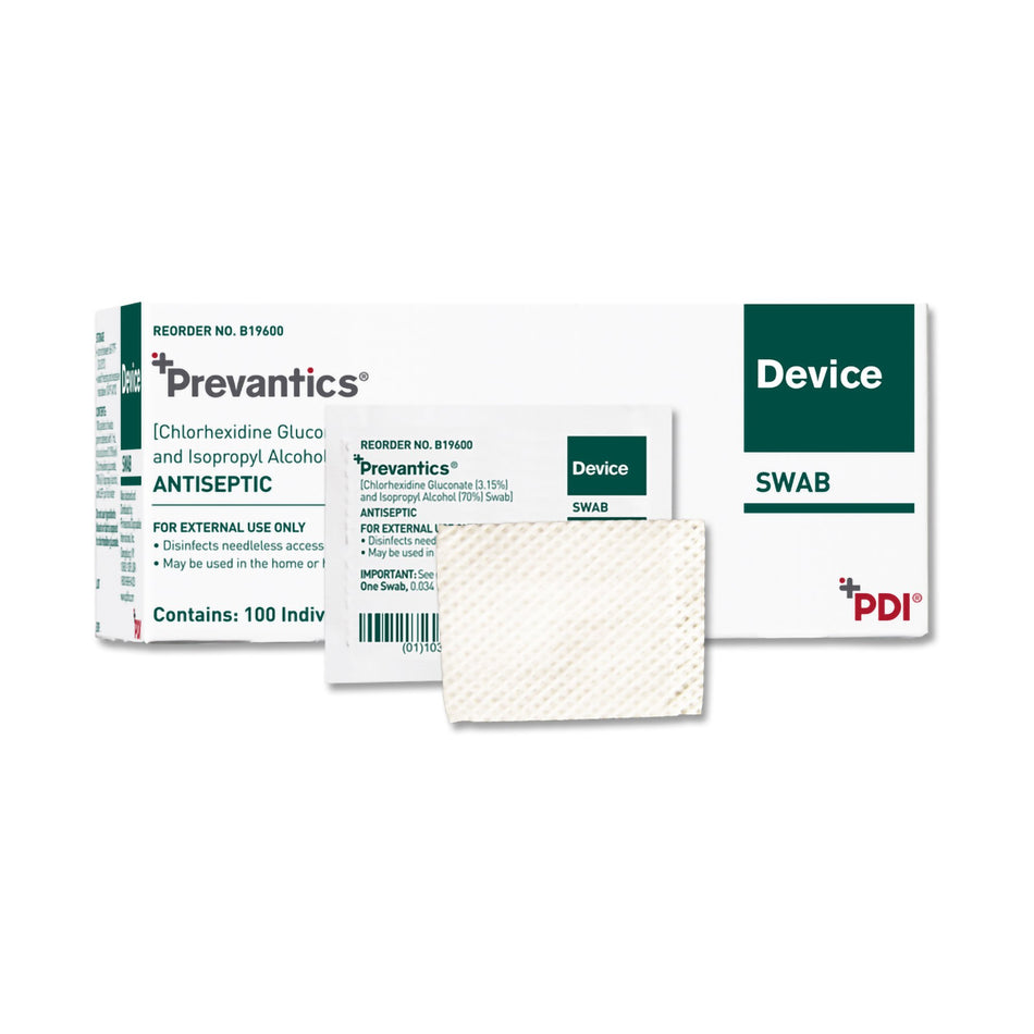 Prevantics Device Pads-Device Swab Prevantics 3.15% / 70% Strength CHG (Chlorhexidine Gluconate) / Isopropyl Alcohol Individual Packet NonSterile