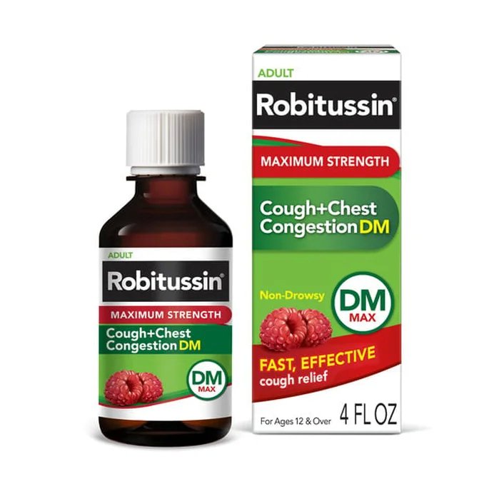 Robitussin Adult Cough + Chest Congestion DM Liquid-Cold and Cough Relief Robitussin 200 mg - 10 mg / 5 mL Strength Liquid 4 oz.