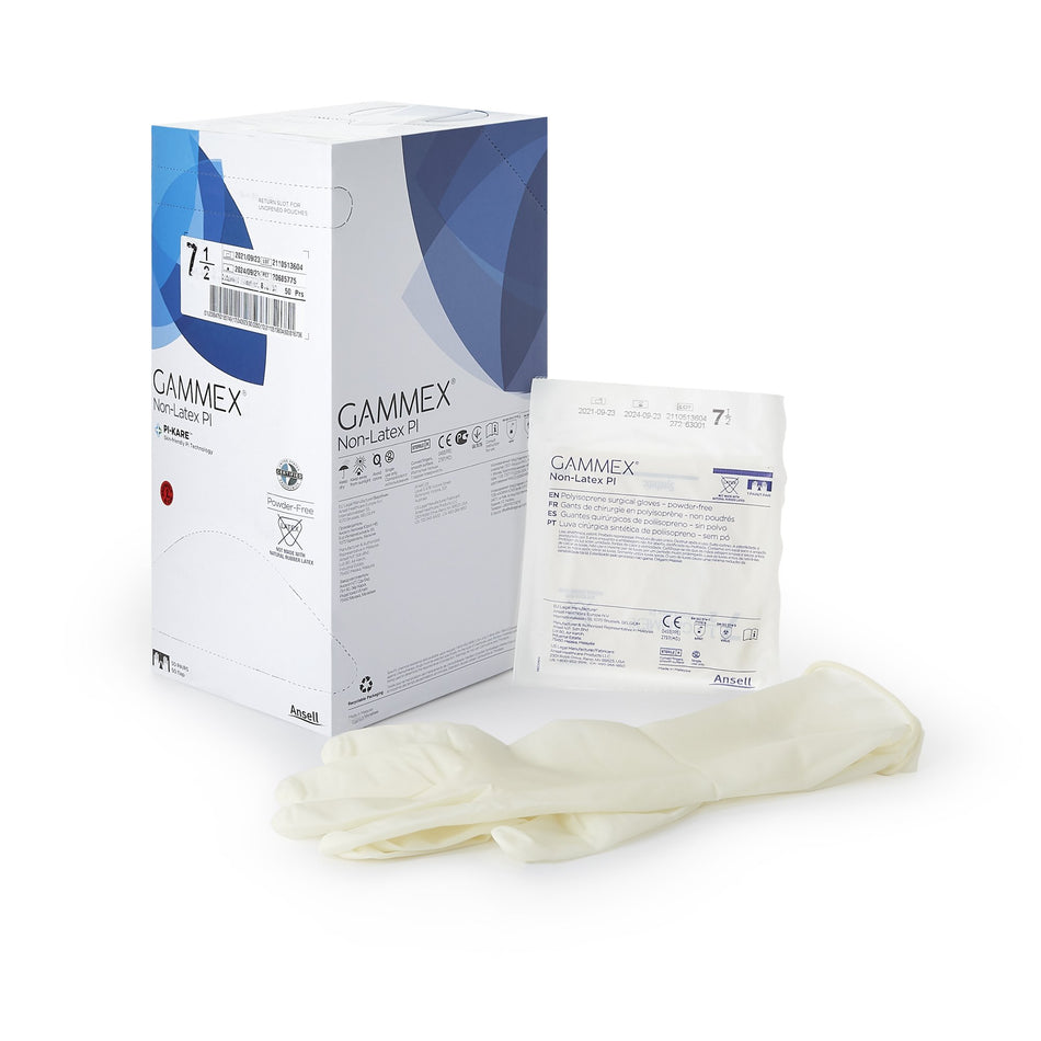 Gammex� Non-Latex PI Polyisoprene Surgical Glove, Size 7.5, White-Surgical Glove GAMMEX� Non-Latex PI Size 7.5 Sterile Polyisoprene Standard Cuff Length Micro-Textured White Chemo Tested