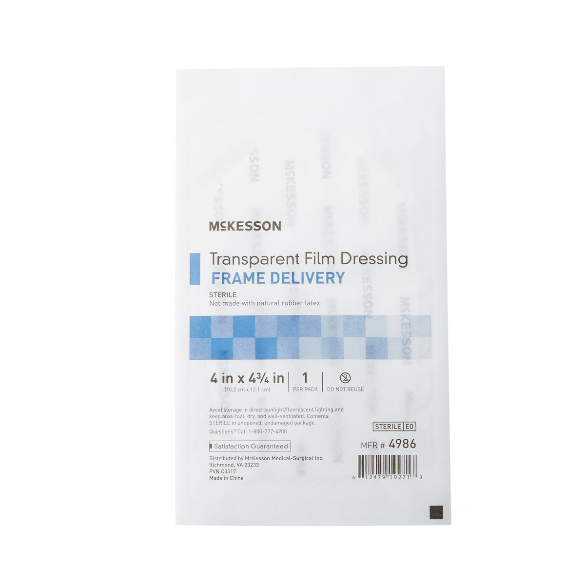 McKesson Octagonal Sterile Dressing with Frame-Style Delivery, 4 x 4-3/4 Inch, Transparent-Transparent Film Dressing McKesson 4 X 4-3/4 Inch Frame Style Delivery Octagon Sterile