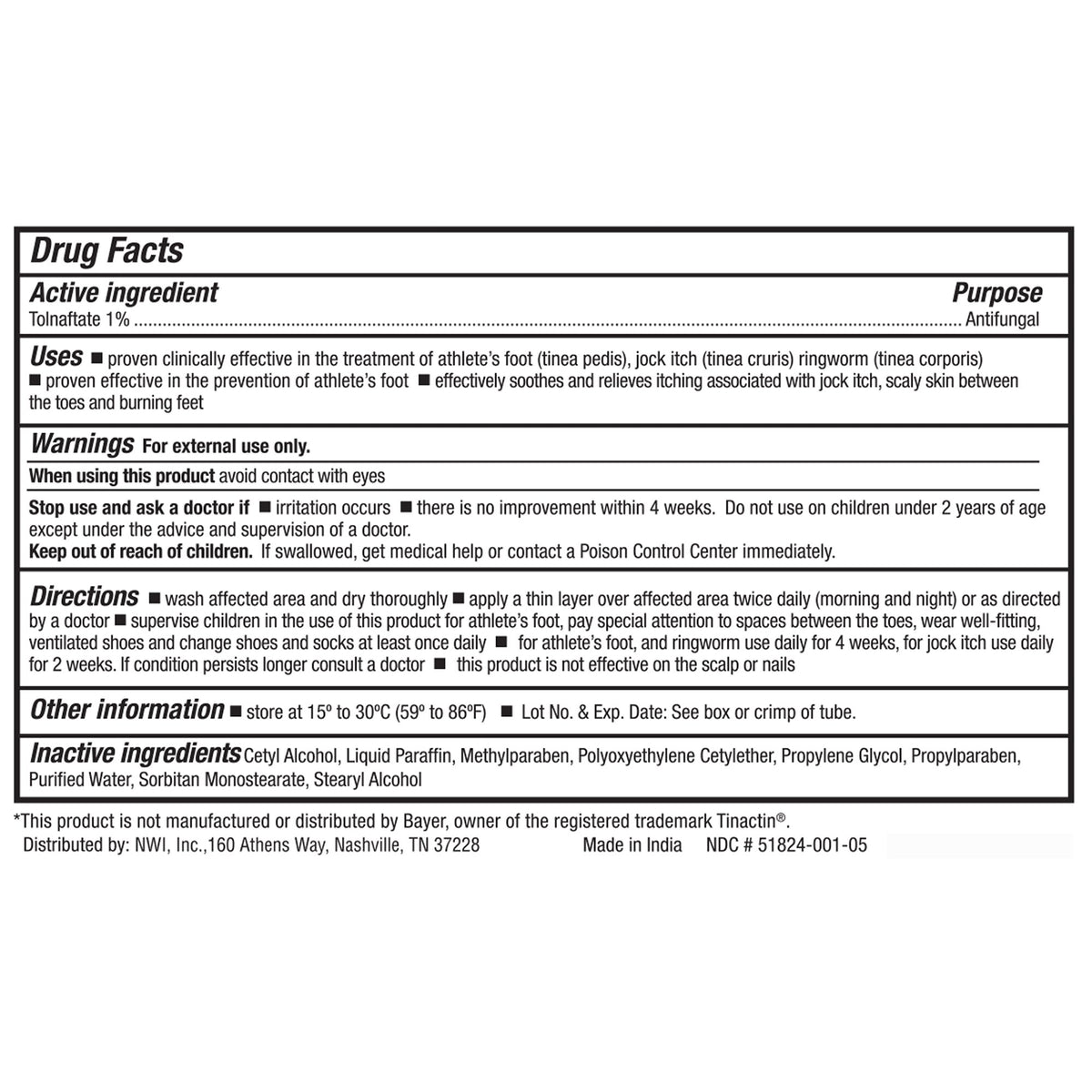 CareALL Tolnaftate Antifungal-Antifungal CareALL 1% Strength Cream 0.5 oz. Tube