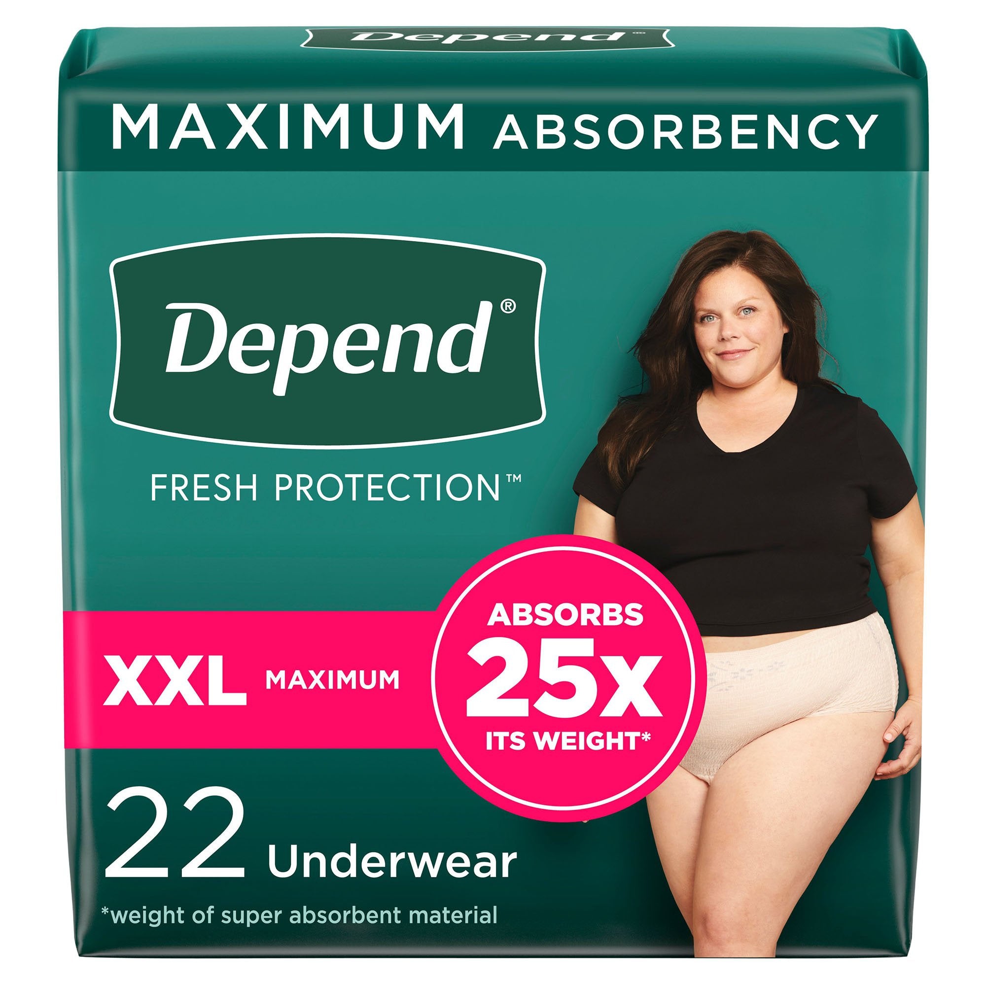 Depend Fresh Protection Women's Maximum Absorbency Underwear, 2X-Large, 22 ct.-Female Adult Absorbent Underwear Depend Fresh Protection Waistband Style 2X-Large Disposable Heavy Absorbency