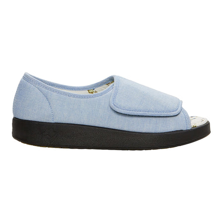 Silverts® Women's Indoor/Outdoor Extra Wide Open Toe Shoes, Denim, Size 7